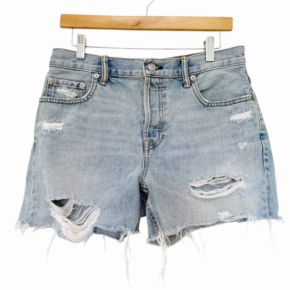 Everlane The Denim Long Walking Distressed Shorts Sz 27